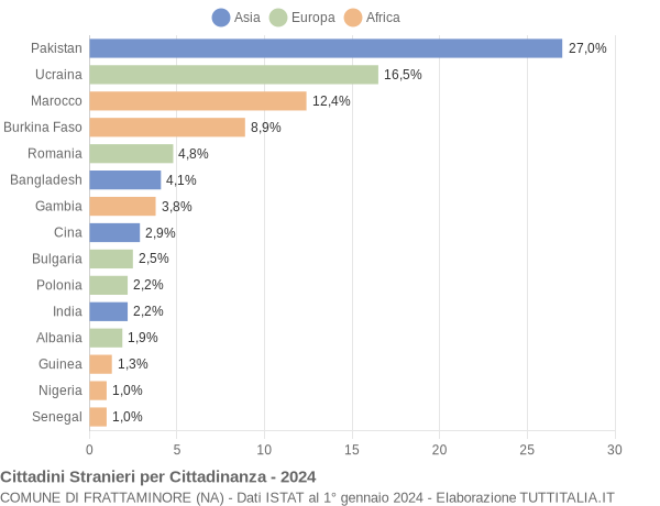 Grafico cittadinanza stranieri - Frattaminore 2024