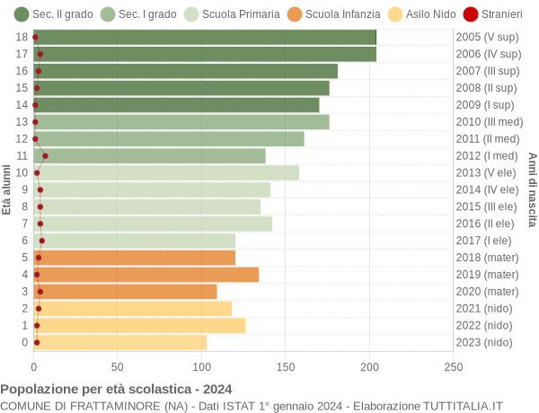 Grafico Popolazione in età scolastica - Frattaminore 2024