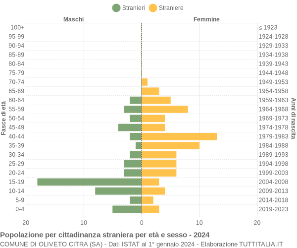 Grafico cittadini stranieri - Oliveto Citra 2024