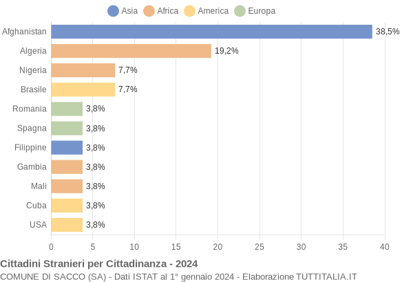 Grafico cittadinanza stranieri - Sacco 2024