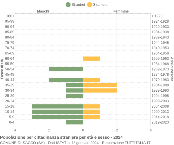 Grafico cittadini stranieri - Sacco 2024