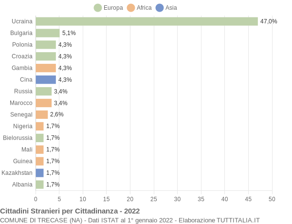 Grafico cittadinanza stranieri - Trecase 2022