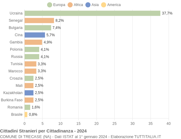 Grafico cittadinanza stranieri - Trecase 2024