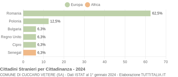 Grafico cittadinanza stranieri - Cuccaro Vetere 2024