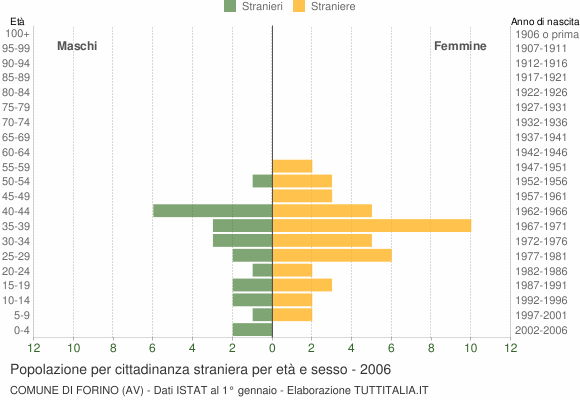 Grafico cittadini stranieri - Forino 2006