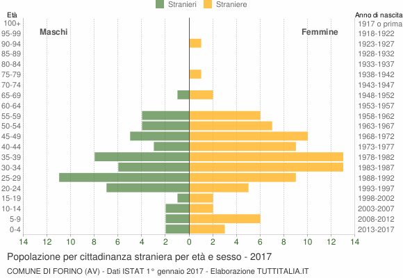 Grafico cittadini stranieri - Forino 2017