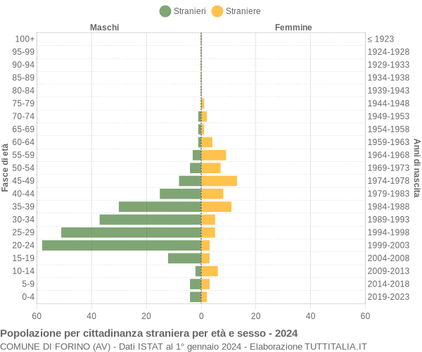 Grafico cittadini stranieri - Forino 2024