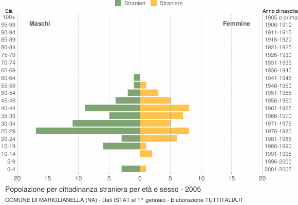 Grafico cittadini stranieri - Mariglianella 2005