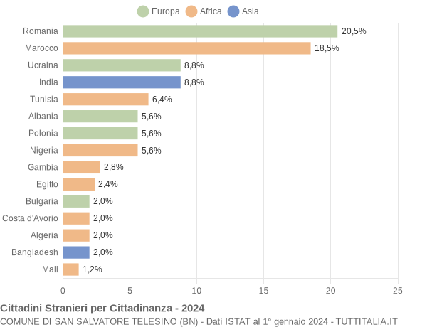 Grafico cittadinanza stranieri - San Salvatore Telesino 2024