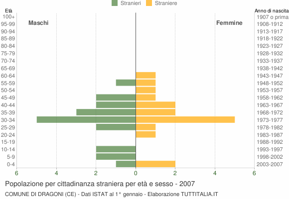 Grafico cittadini stranieri - Dragoni 2007