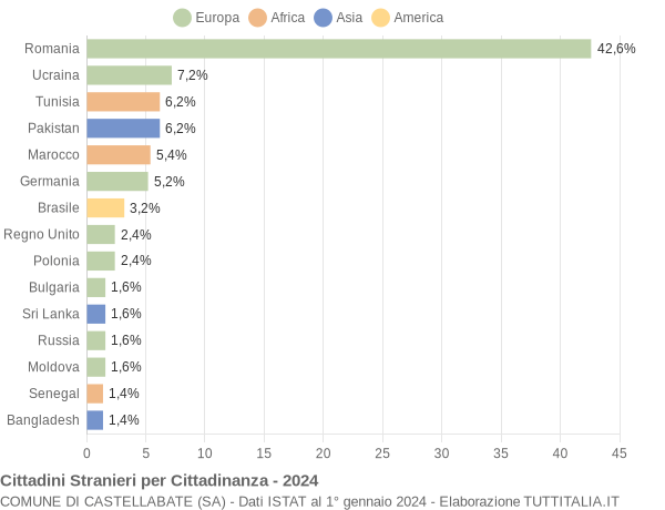 Grafico cittadinanza stranieri - Castellabate 2024