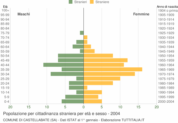 Grafico cittadini stranieri - Castellabate 2004