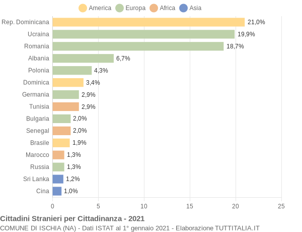 Grafico cittadinanza stranieri - Ischia 2021