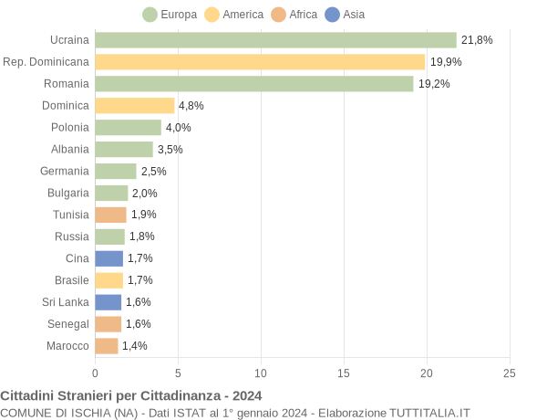 Grafico cittadinanza stranieri - Ischia 2024