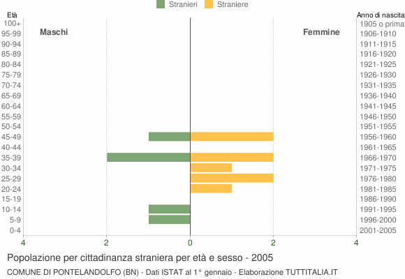 Grafico cittadini stranieri - Pontelandolfo 2005
