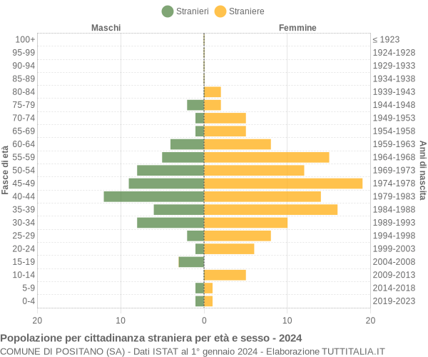 Grafico cittadini stranieri - Positano 2024