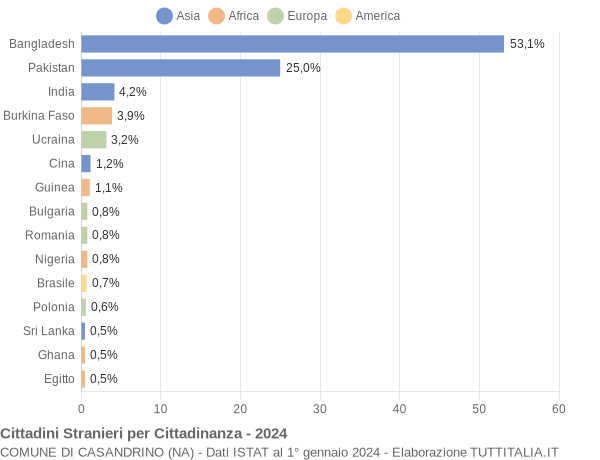 Grafico cittadinanza stranieri - Casandrino 2024