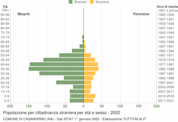 Grafico cittadini stranieri - Casandrino 2022