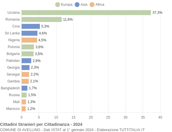 Grafico cittadinanza stranieri - Avellino 2024