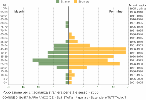 Grafico cittadini stranieri - Santa Maria a Vico 2005
