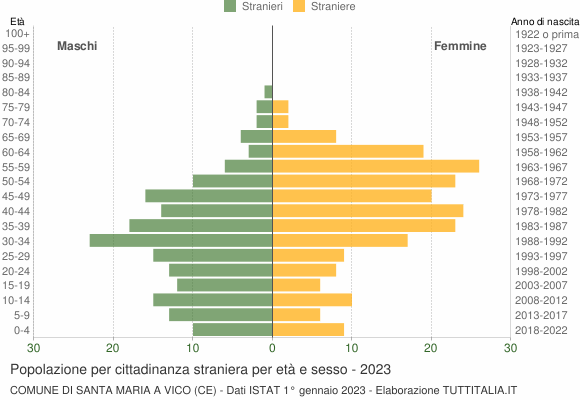 Grafico cittadini stranieri - Santa Maria a Vico 2023