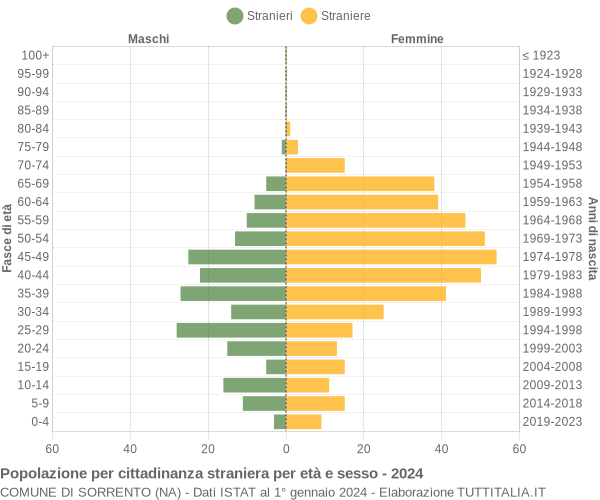 Grafico cittadini stranieri - Sorrento 2024