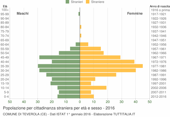 Grafico cittadini stranieri - Teverola 2016