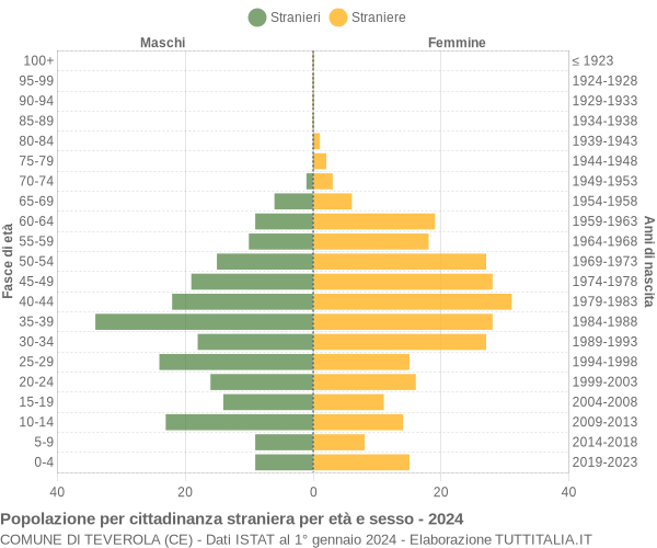 Grafico cittadini stranieri - Teverola 2024