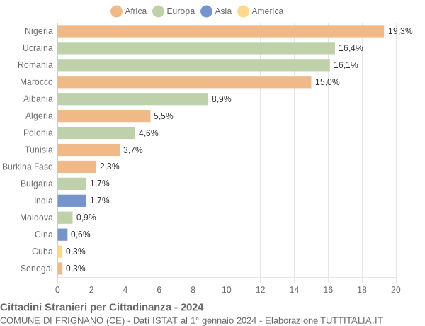 Grafico cittadinanza stranieri - Frignano 2024