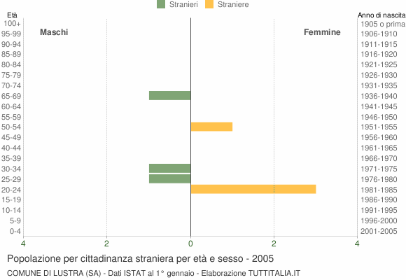 Grafico cittadini stranieri - Lustra 2005