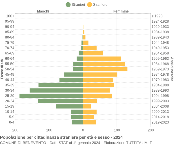 Grafico cittadini stranieri - Benevento 2024
