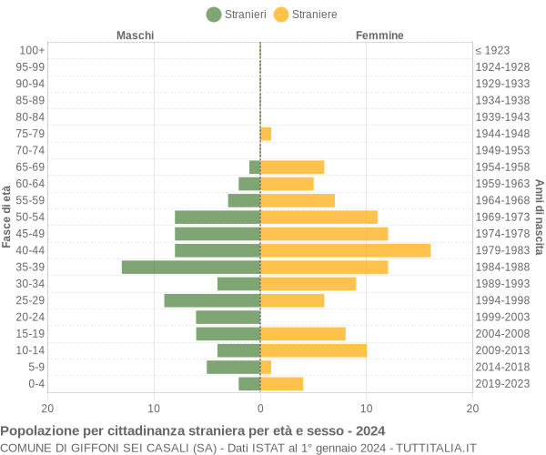 Grafico cittadini stranieri - Giffoni Sei Casali 2024