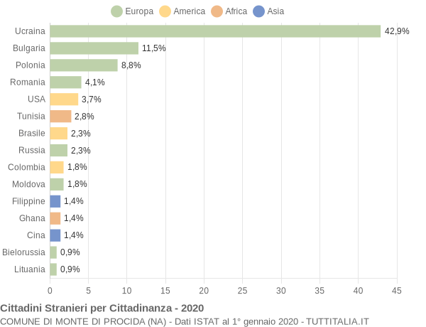 Grafico cittadinanza stranieri - Monte di Procida 2020