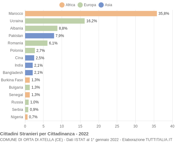 Grafico cittadinanza stranieri - Orta di Atella 2022