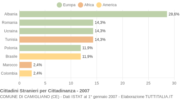 Grafico cittadinanza stranieri - Camigliano 2007