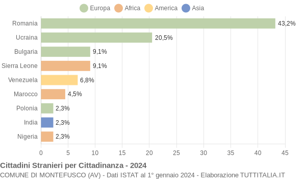 Grafico cittadinanza stranieri - Montefusco 2024