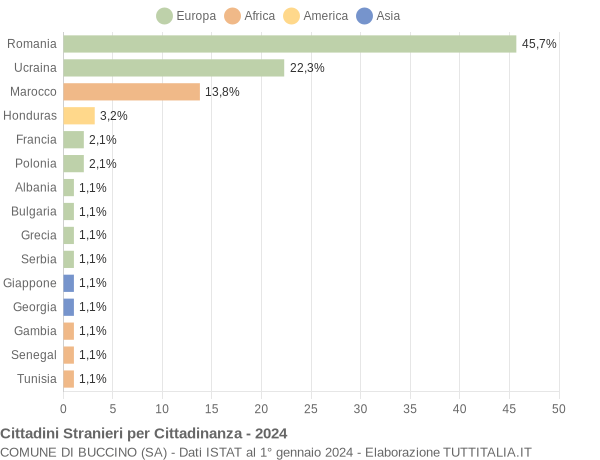 Grafico cittadinanza stranieri - Buccino 2024