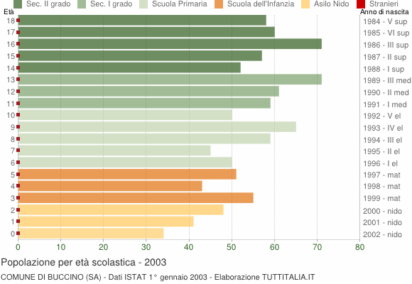 Grafico Popolazione in età scolastica - Buccino 2003