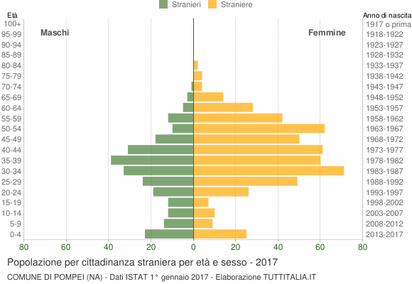 Grafico cittadini stranieri - Pompei 2017