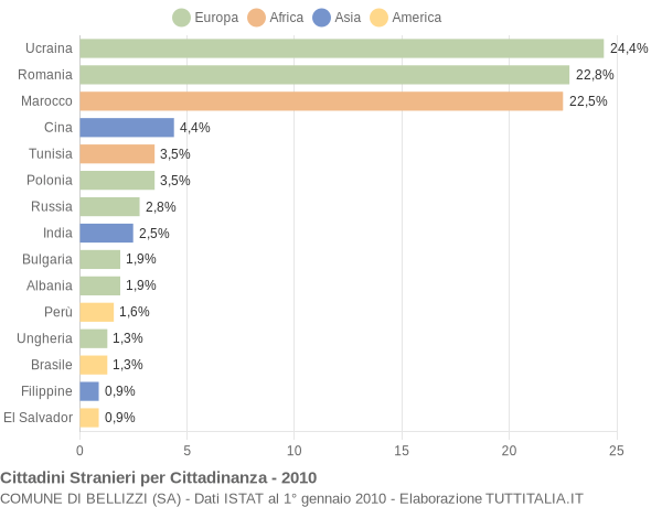 Grafico cittadinanza stranieri - Bellizzi 2010