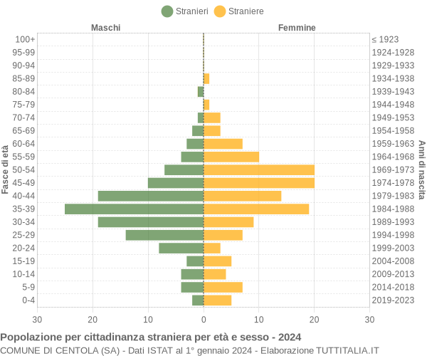 Grafico cittadini stranieri - Centola 2024