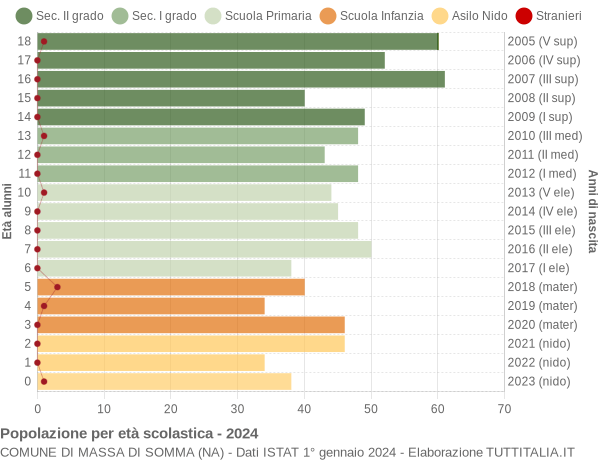 Grafico Popolazione in età scolastica - Massa di Somma 2024