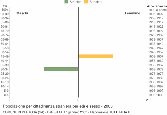 Grafico cittadini stranieri - Pertosa 2003