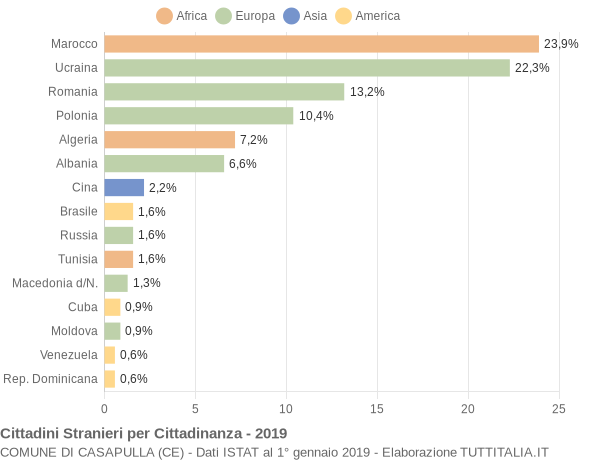 Grafico cittadinanza stranieri - Casapulla 2019