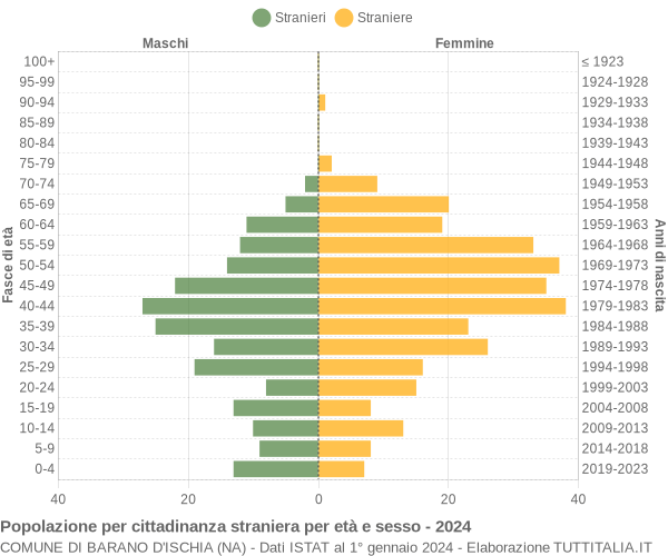 Grafico cittadini stranieri - Barano d'Ischia 2024