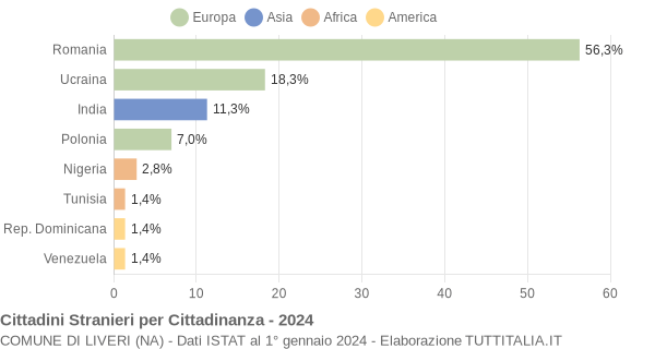 Grafico cittadinanza stranieri - Liveri 2024