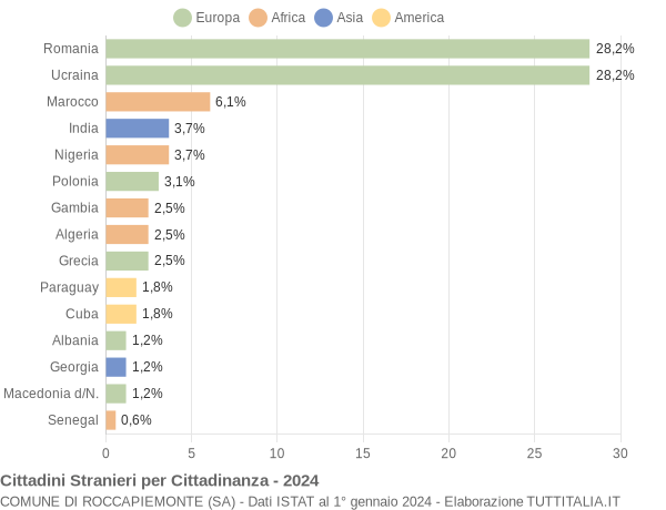 Grafico cittadinanza stranieri - Roccapiemonte 2024