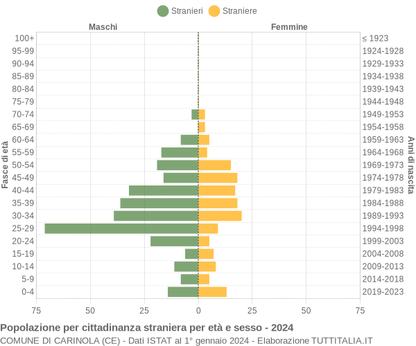 Grafico cittadini stranieri - Carinola 2024