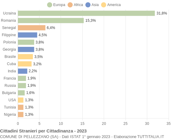 Grafico cittadinanza stranieri - Pellezzano 2023