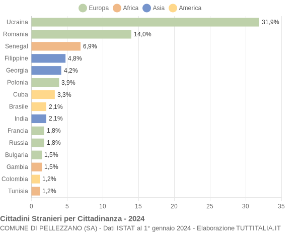 Grafico cittadinanza stranieri - Pellezzano 2024